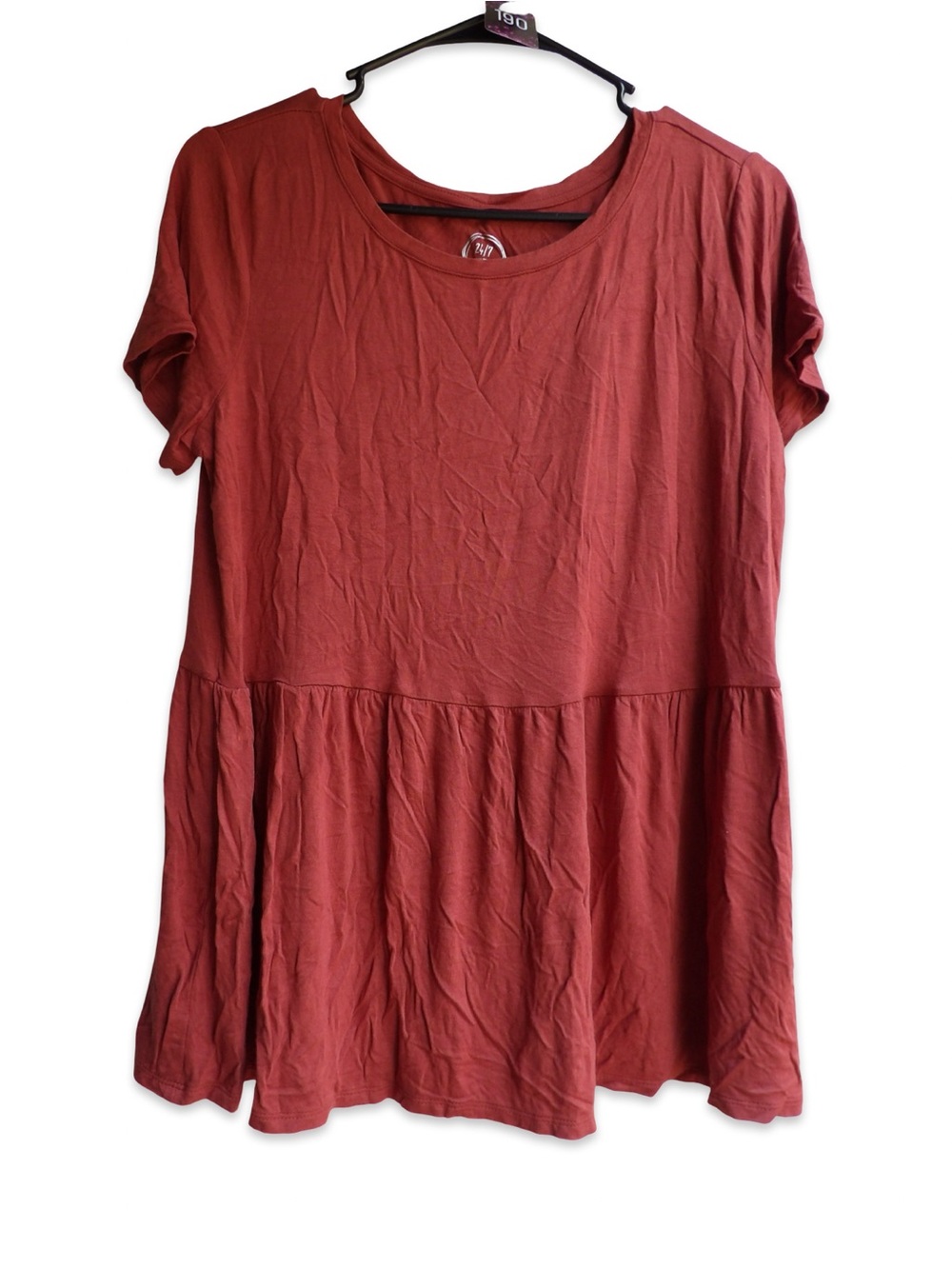 Maurices Rust Peplum Short-Sleeve Tunic